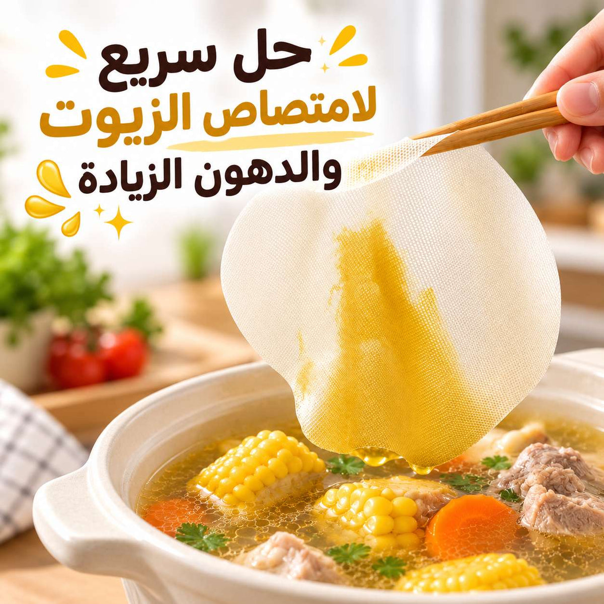 ورق امتصاص الدهون والزيوت للطعام والشوربة للاستخدام مرة واحدة – 10 ورقات Main image