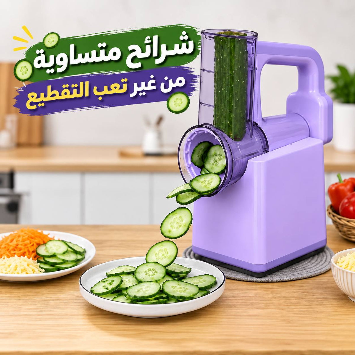 قطاعة ومبشرة لاسلكية للخضراوات والفواكه والجبن ب3 شفرات Main image