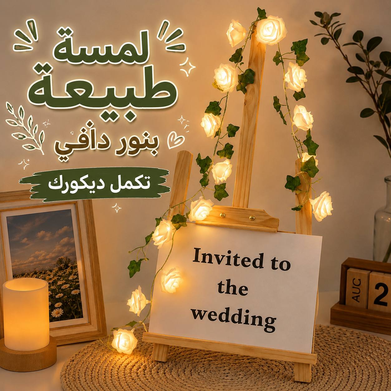 فرع شجر وورد مضي 30 وردة ليد بطول 4 متر بإضاءة وورم Secondary image