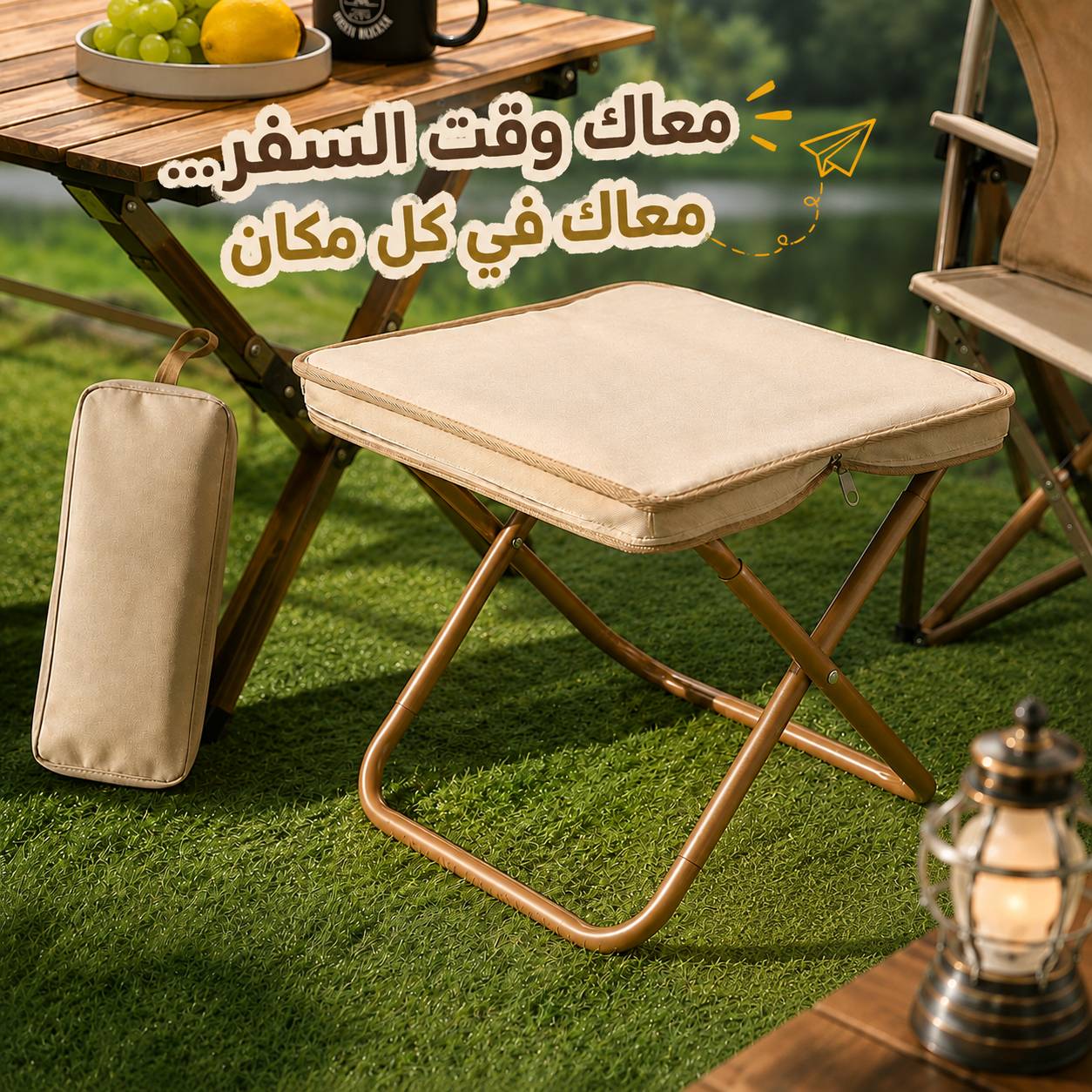 كرسي رحلات صغير قابل للطي مع حقيبة تخزين سهل الحمل Secondary image
