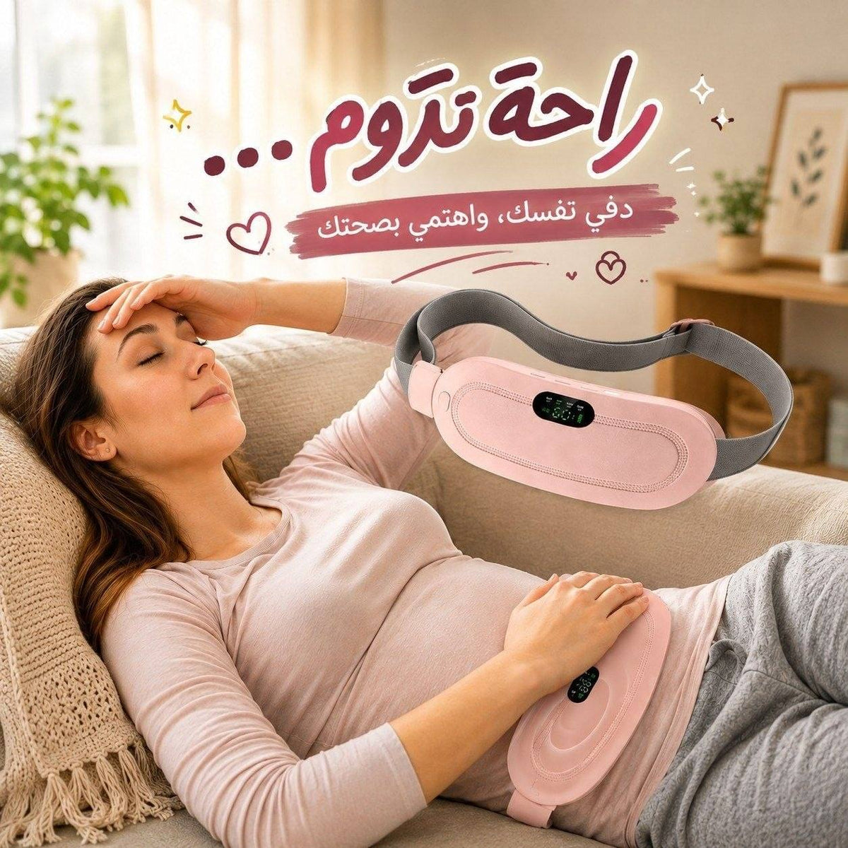 حزام تدفئة ومساج بالاهتزاز ديجيتال لاسلكي قابل للشحن بـ 3 مستويات حرارة و4 أوضاع اهتزاز Main image