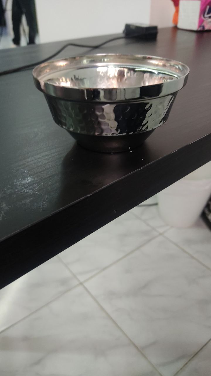 وعاء نحاسي بتصميم مزخرف متعدد الاستخدامات _ باللون الفضي