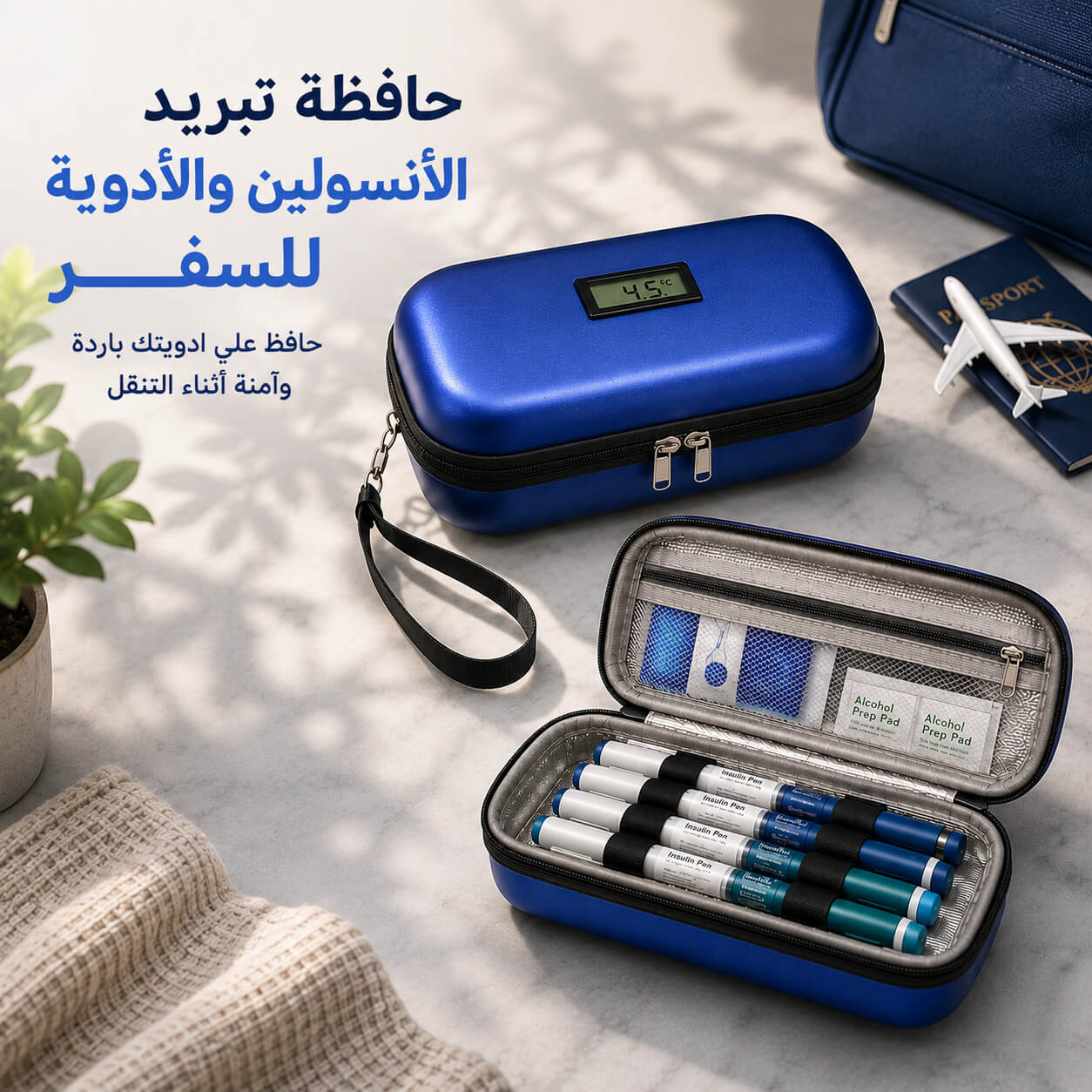 حافظة تبريد الأنسولين والأدوية للسفر مع شاشة ديجيتال لقياس درجة الحرارة و2 آيس باك Secondary image
