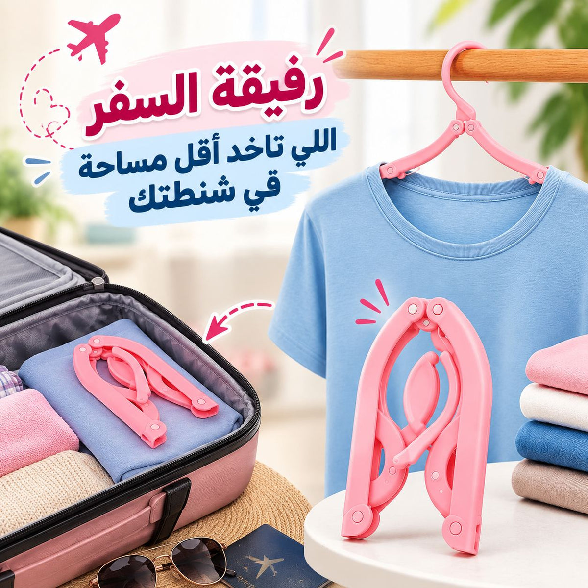 شماعة ميني قابلة للطي لتعليق الملابس وقت السفر والرحلات Main image