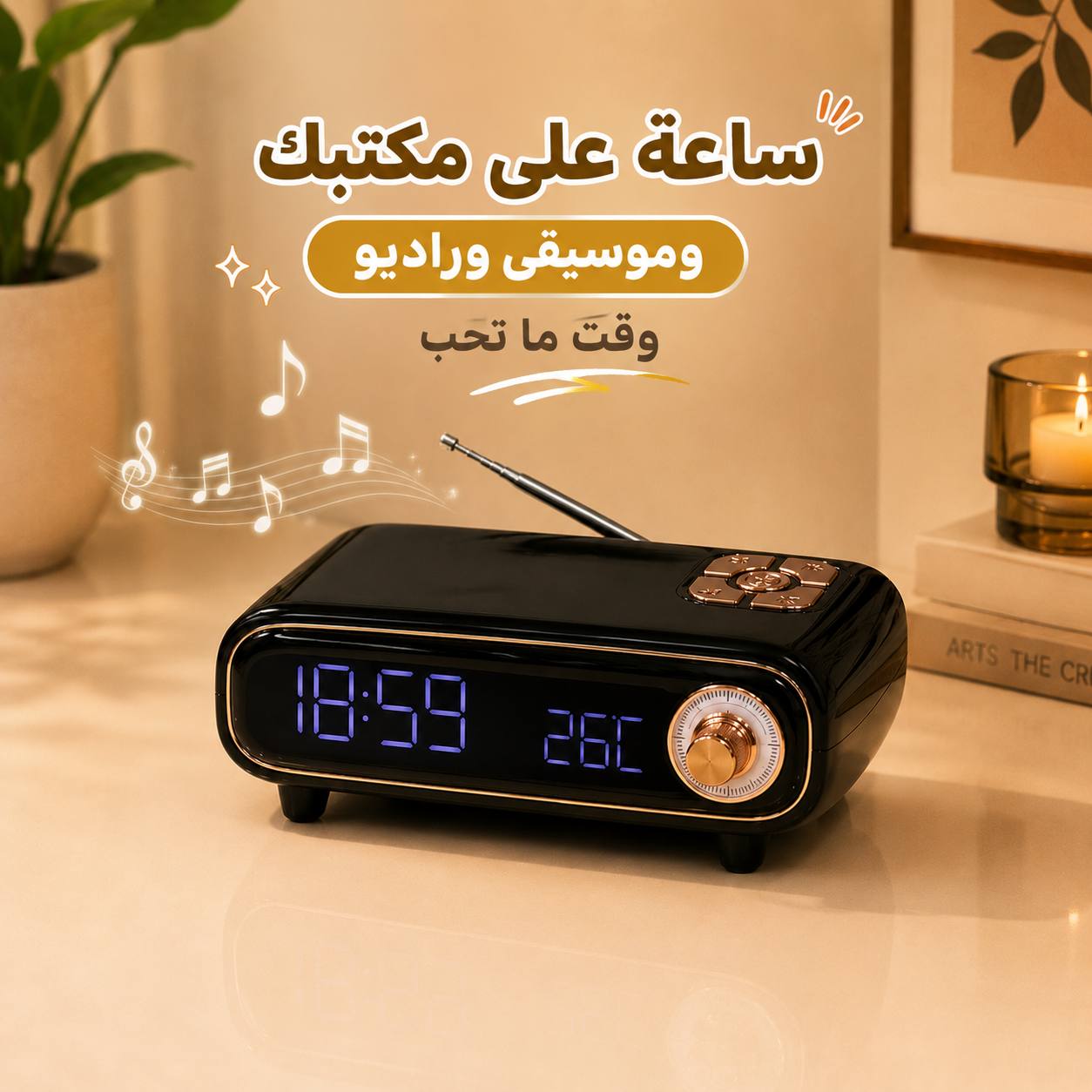 راديو وساعة ديجيتال بلوتوث بشاشة لعرض الوقت ودرجة الحرارة وإضاءة متعددة Secondary image